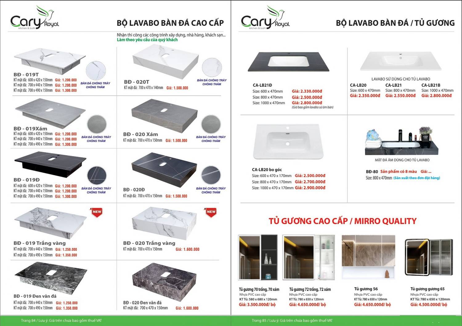 Thiết bị vệ sinh CARY ROYAL Catalogue và Bảng giá mới nhất 2024 - 2025 /Page 43